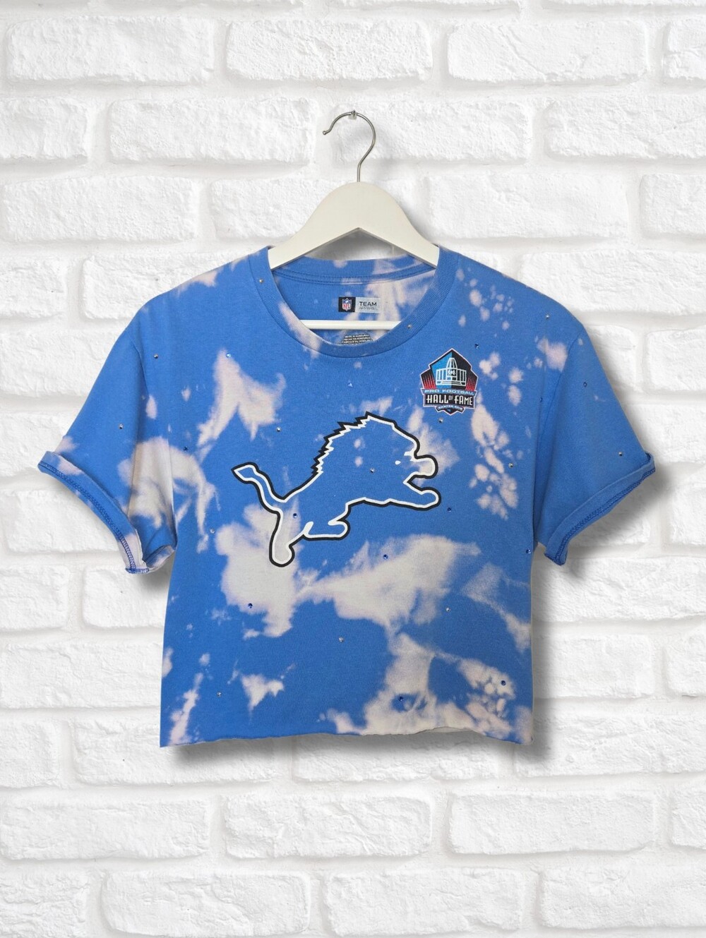 Detroit Lions Crop Top W/Rhinestones
